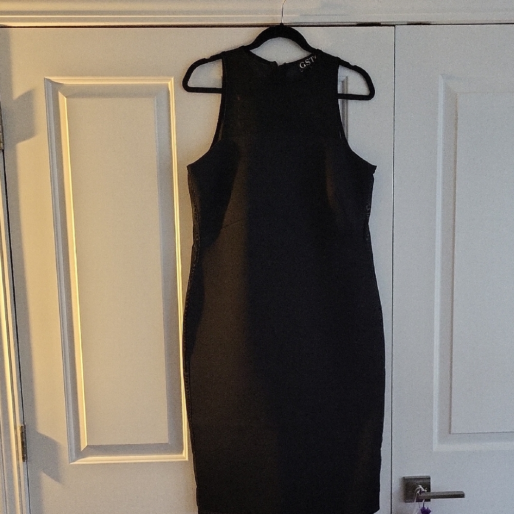 NWT GSTQ Zip Back Scuba Black Sleeveless Dress - Picture 4 of 9